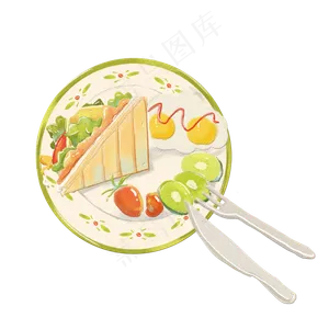 手绘卡通三明治早餐美食免费下载