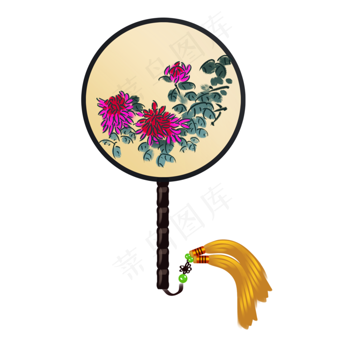 古风扇子手绘插画