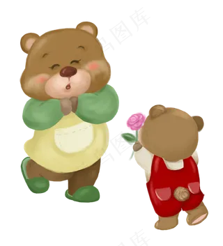 感恩节小熊送花给妈妈