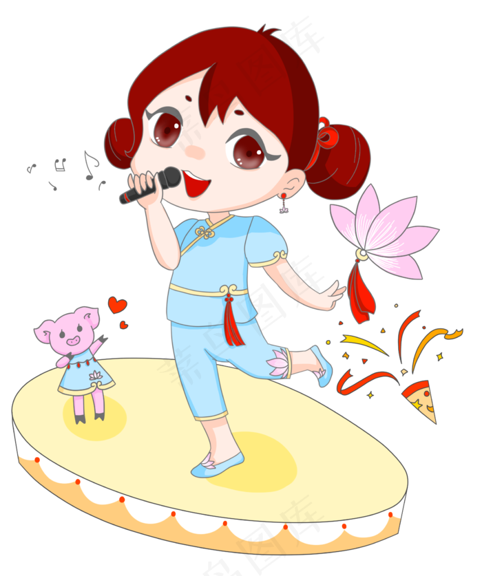 中国风可爱唱歌少女舞台png素材(2298X2749(DPI:300))psd模版下载