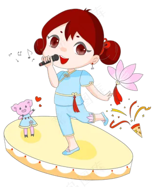 中国风可爱唱歌少女舞台png素材