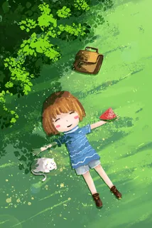 立夏树下草地上午睡