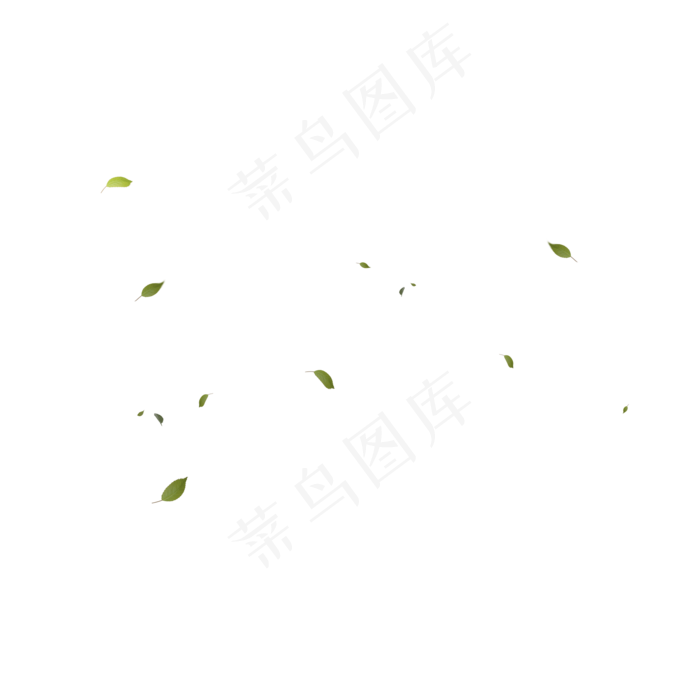 绿色落叶漂浮物,免抠元素(2000*2000px 300 dpi )