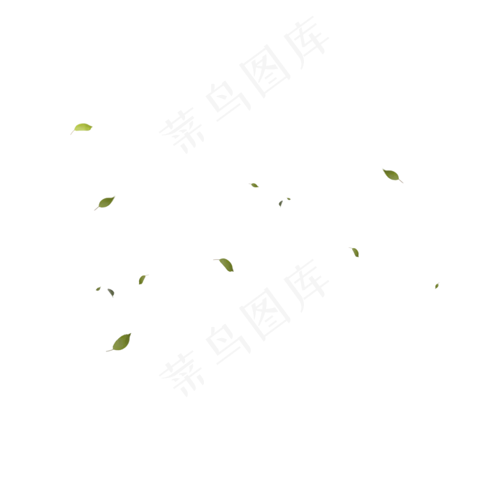 绿色落叶漂浮物,免抠元素(2000*2000px 300 dpi )