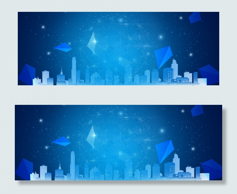 蓝色科技城市banner背景