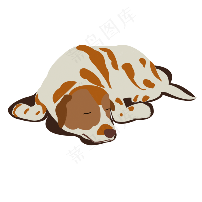 匍匐睡觉的水彩咖啡色斑点狗元素(2000X2000(DPI:300))psd模版下载