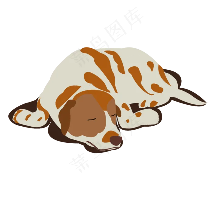 匍匐睡觉的水彩咖啡色斑点狗元素(2000X2000(DPI:300))psd模版下载