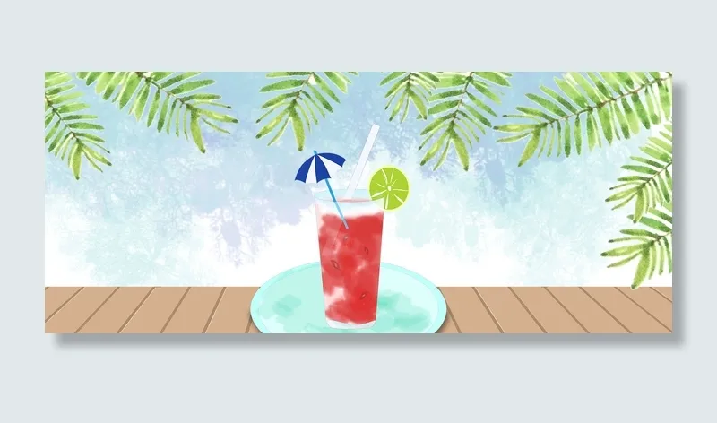 夏日降暑清凉饮料水果(1920*800px 	       )psd模版下载