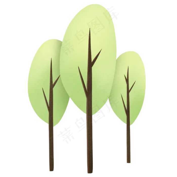 春天卡通树木植物免抠素材(2500X2500(DPI:300))psd模版下载