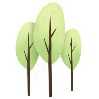 春天卡通树木植物免抠素材
