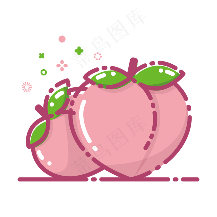 MBE风格粉色桃子(2500*2506px 300 dpi )ai矢量模版下载