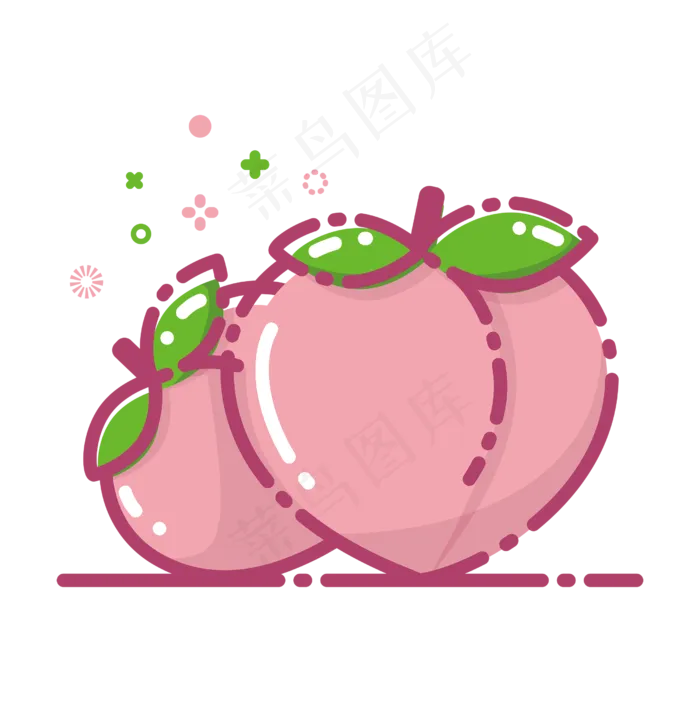 MBE风格粉色桃子(2500*2506px 300 dpi )ai矢量模版下载