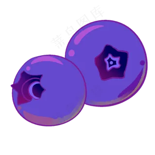 手绘水彩风格蓝莓水果