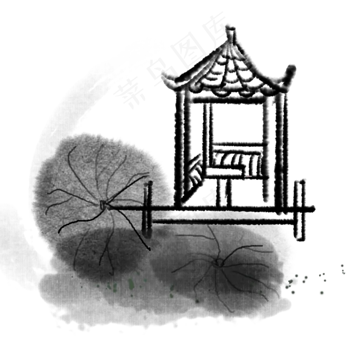 水墨凉亭(2000X2000(DPI:300))psd模版下载