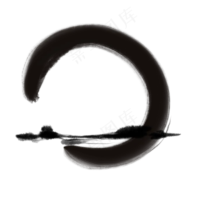 中国风水墨圆形毛笔边框(2000X2000(DPI:350))psd模版下载