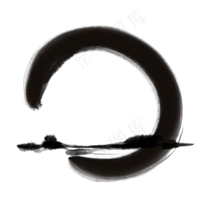 中国风水墨圆形毛笔边框