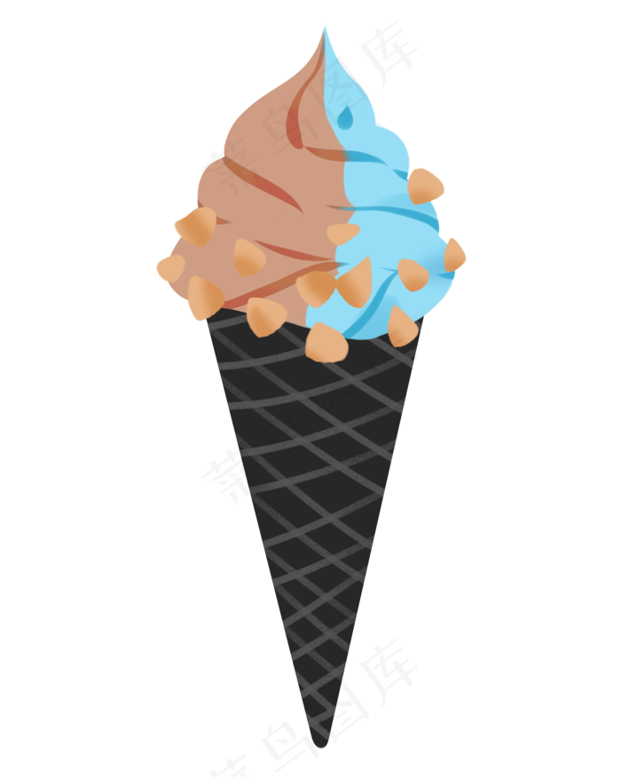 夏日手绘扁平风巧克力海盐冰淇淋