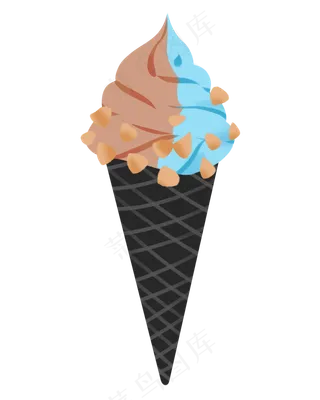 夏日手绘扁平风巧克力海盐冰淇淋