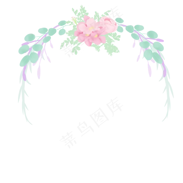 森系粉色花草花环边框