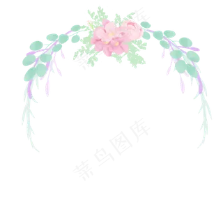 森系粉色花草花环边框