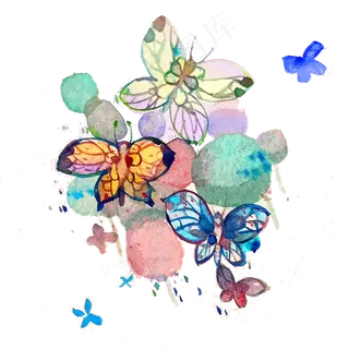 蝴蝶翅膀水彩PNG透明缤纷,免抠元素
