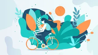 骑行五一放假旅行放假扁平手机页面横幅配图