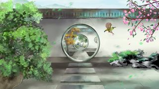 中国风庭院深深园林古风场景