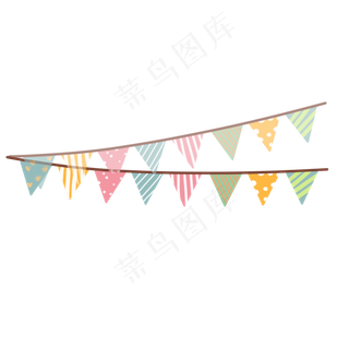 小清新彩旗装饰花边,免抠元素
