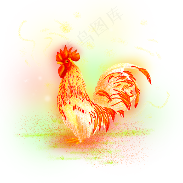 梦幻动物公鸡,免抠元素(2000*2000px 300 dpi )psd模版下载
