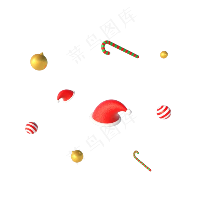 C4D立体圣诞节日免扣png漂浮素材,免抠元素(2000*2000px 300 dpi )psd模版下载