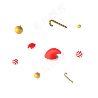 C4D立体圣诞节日免扣png漂浮素材,免抠元素