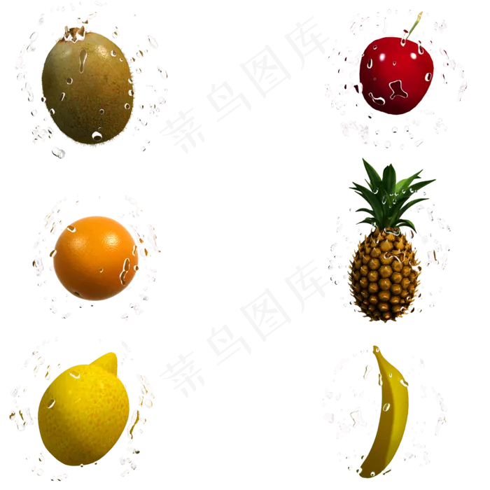 夏季新鲜水果套图png图(2000X2000(DPI:300))psd模版下载