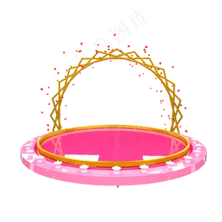 红色金色圆形舞台,免抠元素