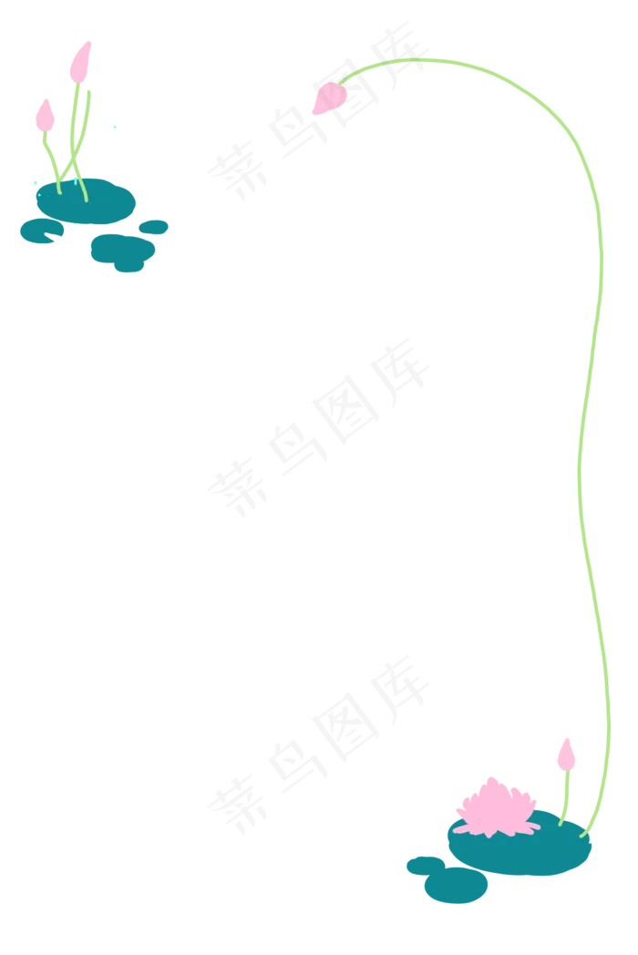 卡通简洁荷花荷叶边框(2000X2994(DPI:300))psd模版下载