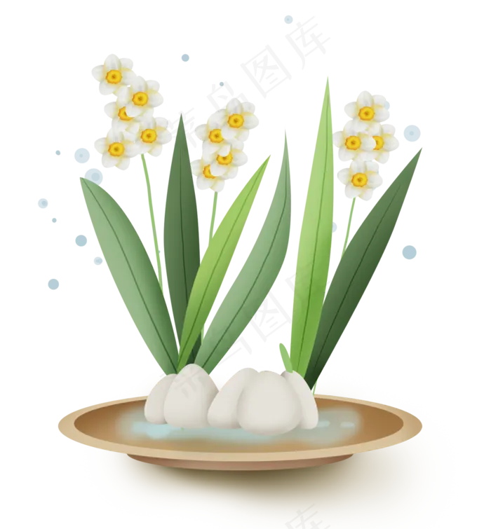 中式古风水仙花