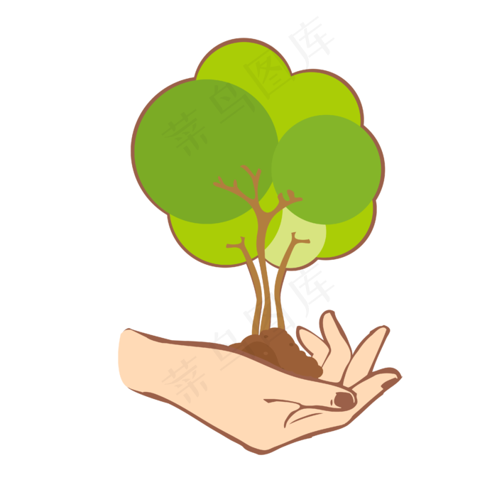 矢量手绘卡通树木