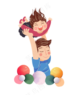 儿童节父亲举高高女儿