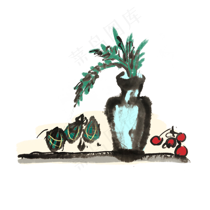 端午节吃粽子手绘(4000X4000(DPI:300))psd模版下载