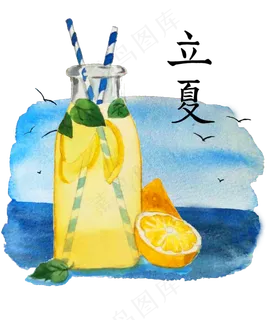 立夏节气冷饮柠檬冰品PNG农历