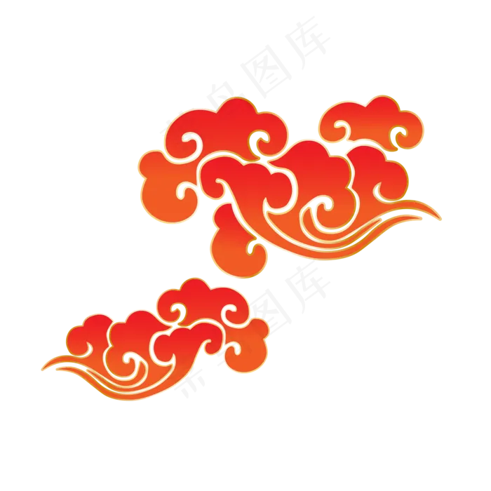 红色祥云素材,免抠元素(2000X2000(DPI:300))psd模版下载