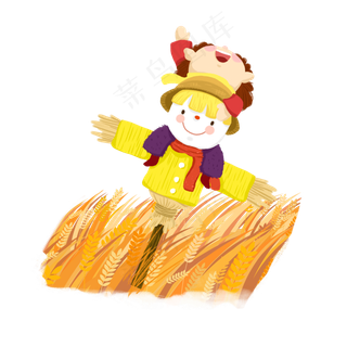 稻草人芒种麦子png素材