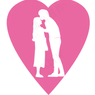 520情人节情侣剪影心PSD,免抠元素