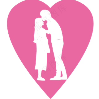 520情人节情侣剪影心PSD,免抠元素