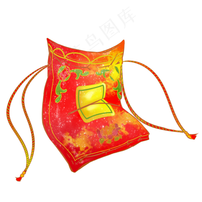 喜庆红色的福袋插画,免抠元素