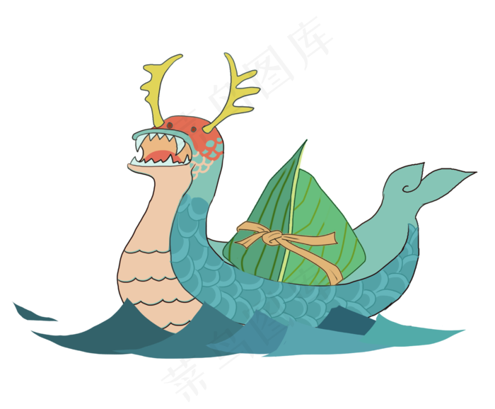 龙舟上的粽子插画