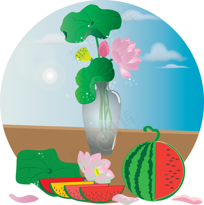 24节气之处暑之瓜果飘香可商用