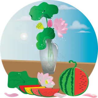 24节气之处暑之瓜果飘香可商用