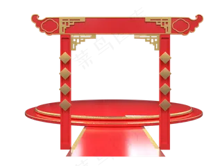 红色金色春节舞台,免抠元素