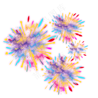 礼花绽放过新年贺新春,免抠元素