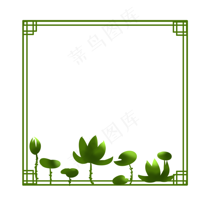 中国风绿色荷花边框
